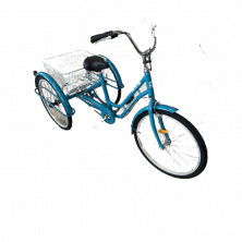 Велосипед 24 HEMEN трицикл, алюмобод, стальная рама 15, ободтормоз, корзина задняя 1ск СИНИЙ